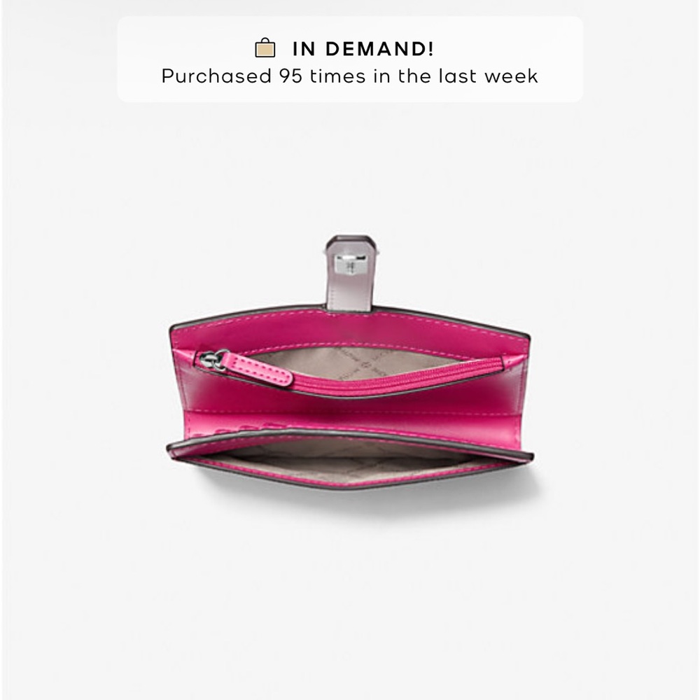 NWT Michael Kors Saffiano Leather Tote/Matching wallet set. Dragonfruit pink. - Picture 11 of 13